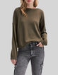 Women’s khaki boat neck sweater with stitch/chain chevron-6