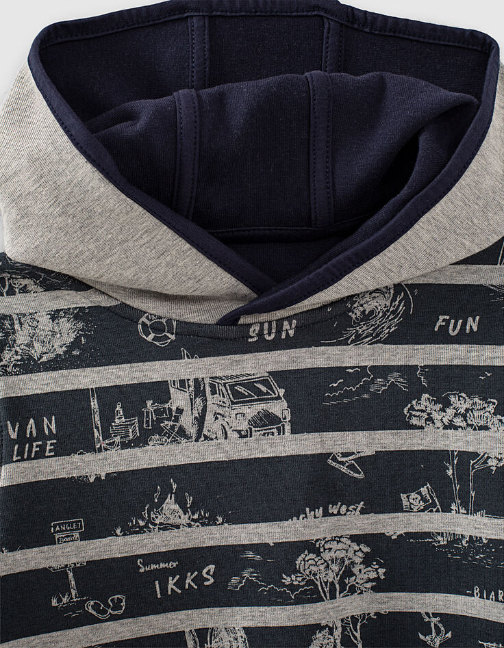 Boys’ navy and grey striped reversible hoodie-4 Boys’ navy and grey striped reversible hoodie-4