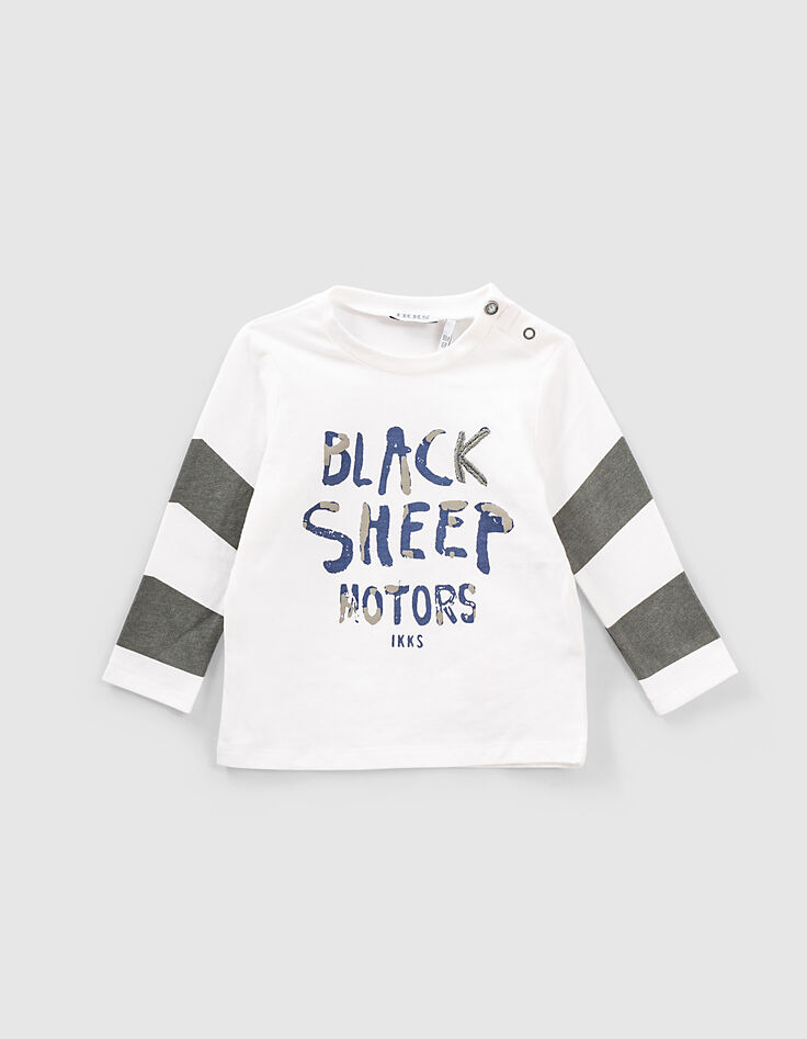 Baby boys&rsquo; light beige/khaki T-shirt and grey jeans outfit-4