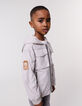Blouson gris à capuche multipoches nylon garçon-1