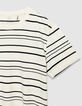 Camiseta blanca de Hombre con estampado de rayas negras-8