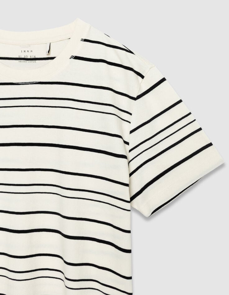Camiseta blanca de Hombre con estampado de rayas negras-8