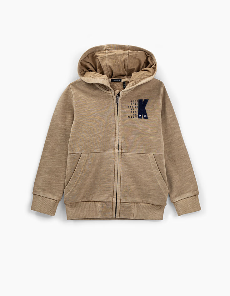 Middenbeige vest ritszakken jongens -3