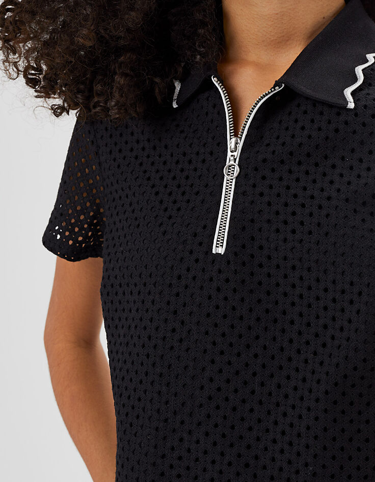 Zwarte top in ajour met rits I.Code-2