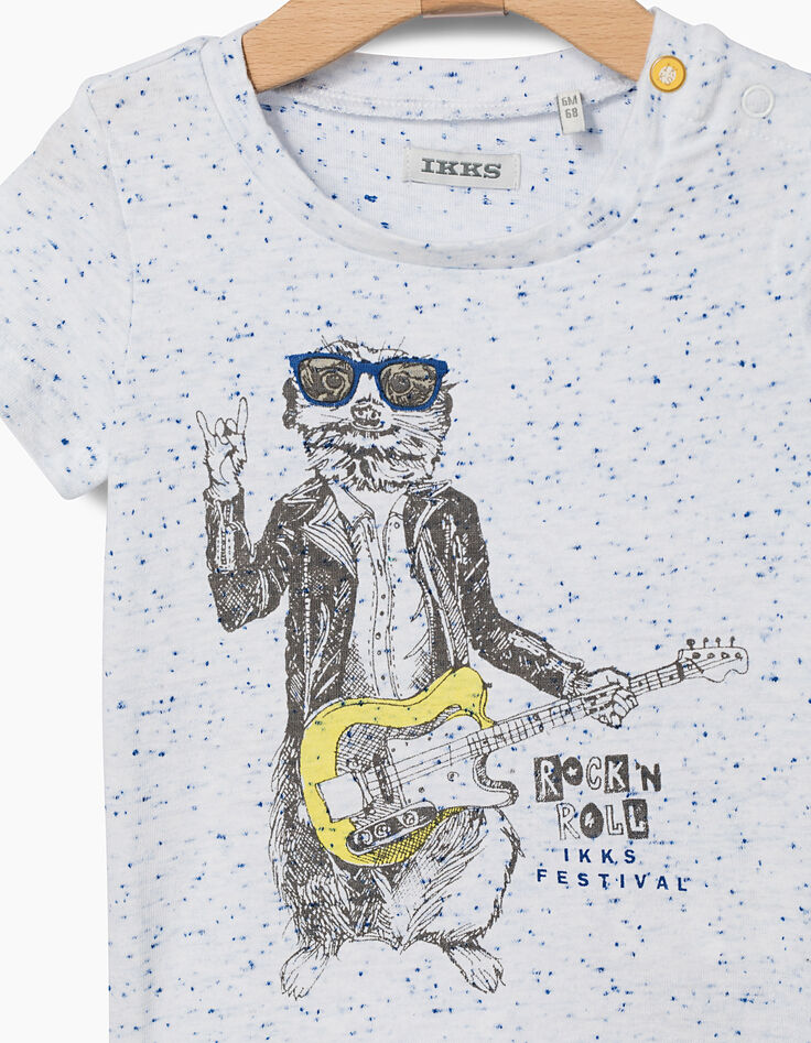 Wit T-shirt met stokstaartje voor babyjongens -2
