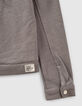 Leinengraue Mädchenstrickjacke mit Nieten-4