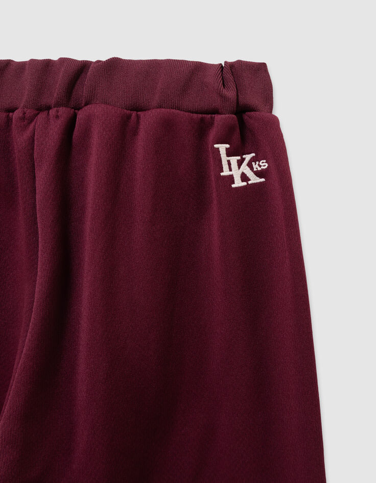 Pantalon de jogging bordeaux rayures blanches fille-5