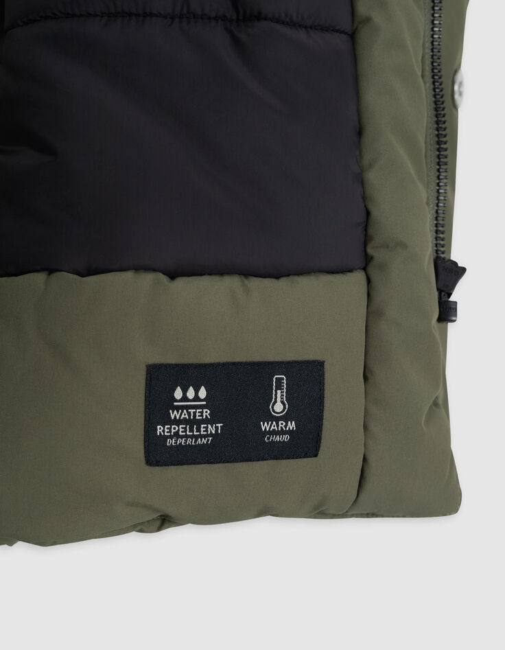 Lange khakifarbene gesteppte Daunenjacke für Jungen-8