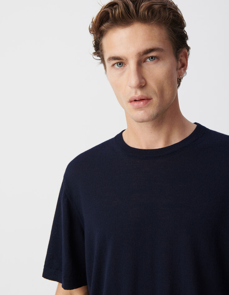 Men’s navy pure wool knit T-shirt-4