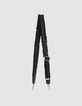 Women&rsquo;s black leather furry-edged 111 strap-1