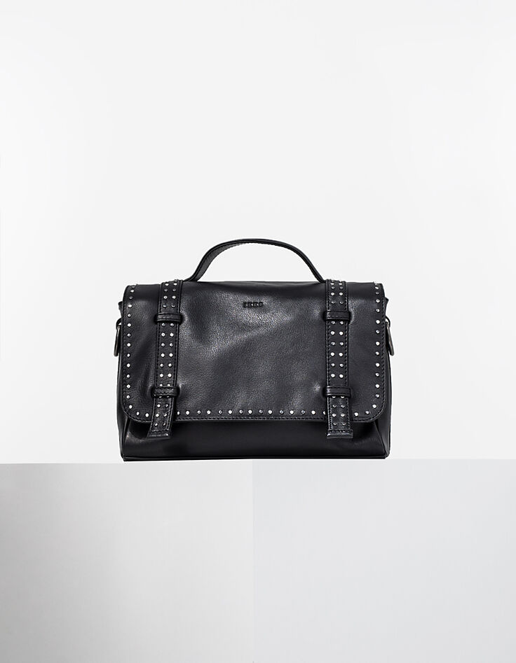Sac besace The Profiler en cuir noir et clous bijoux femme-2