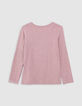 T-shirt rose pailleté visuel tennis lacets brodés fille-5