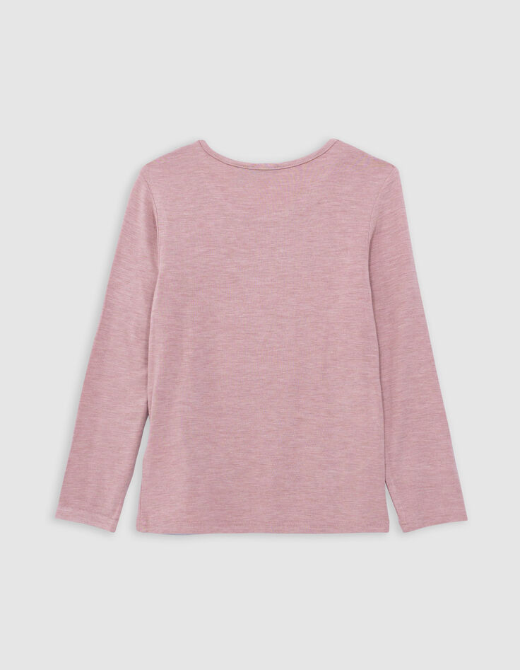 T-shirt rose pailleté visuel tennis lacets brodés fille-5