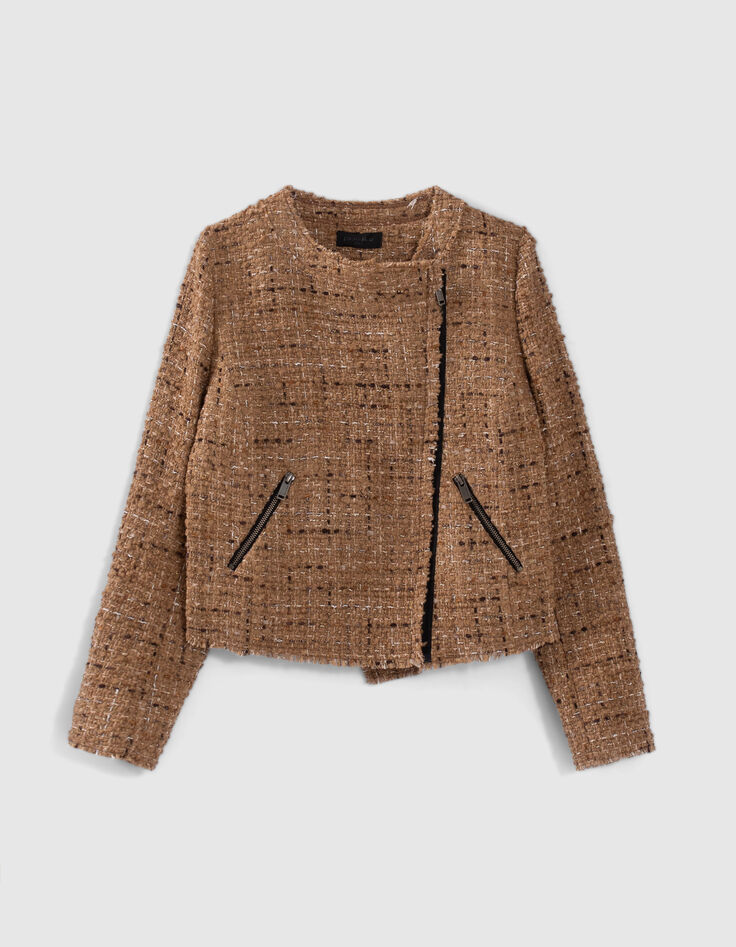 Pure Edition-Veste carrée mordoré façon tweed Femme-6 Pure Edition-Veste carrée mordoré façon tweed Femme-6