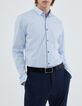 Blaues SLIM-Herrenhemd mit marineblauer Paspel-6
