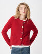 Cardigan rouge tricot mousseux 100% laine Femme-6