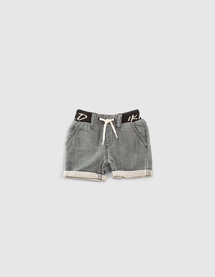 Light grey jeansbermuda babyjongens -1