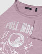 Camiseta de niña lila de algodón orgánico visual moon-5