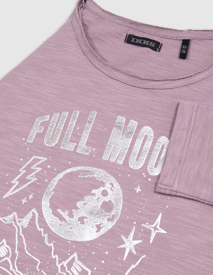 Camiseta de niña lila de algodón orgánico visual moon-5