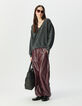 Sweater V-hals washed grijs oversized Dames-1