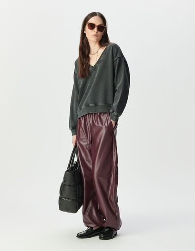 Sweater V-hals washed grijs oversized Dames - IKKS