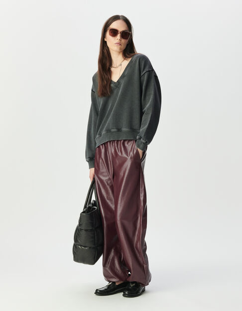 Sweater V-hals washed grijs oversized Dames - IKKS