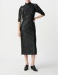 Robe midi noire dentelle effet enduit Femme-1