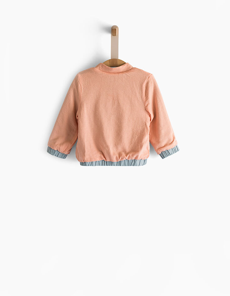 Baby girls’ bleach blue+pink reversible cardigan-6 Baby girls’ bleach blue+pink reversible cardigan-6