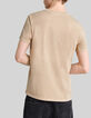 Zandkleurig T-shirt opdruk doodshoofd-palmen Heren-3