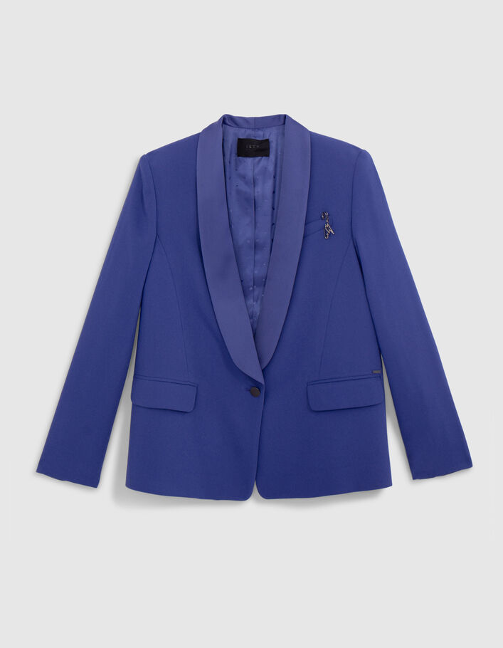 Women's oversized shawl collar suit jacket in royal blue