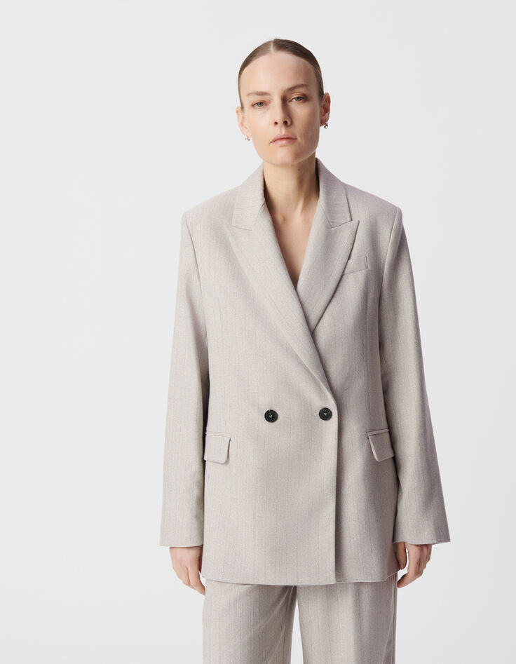 Women's grey lurex stripe suit jacket-3