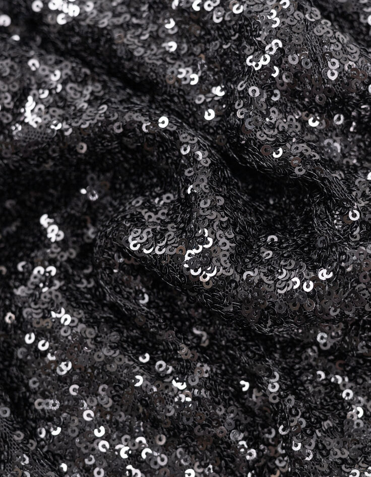 Robe longue noire portefeuille brodée sequins Femme-7 Robe longue noire portefeuille brodée sequins Femme-7