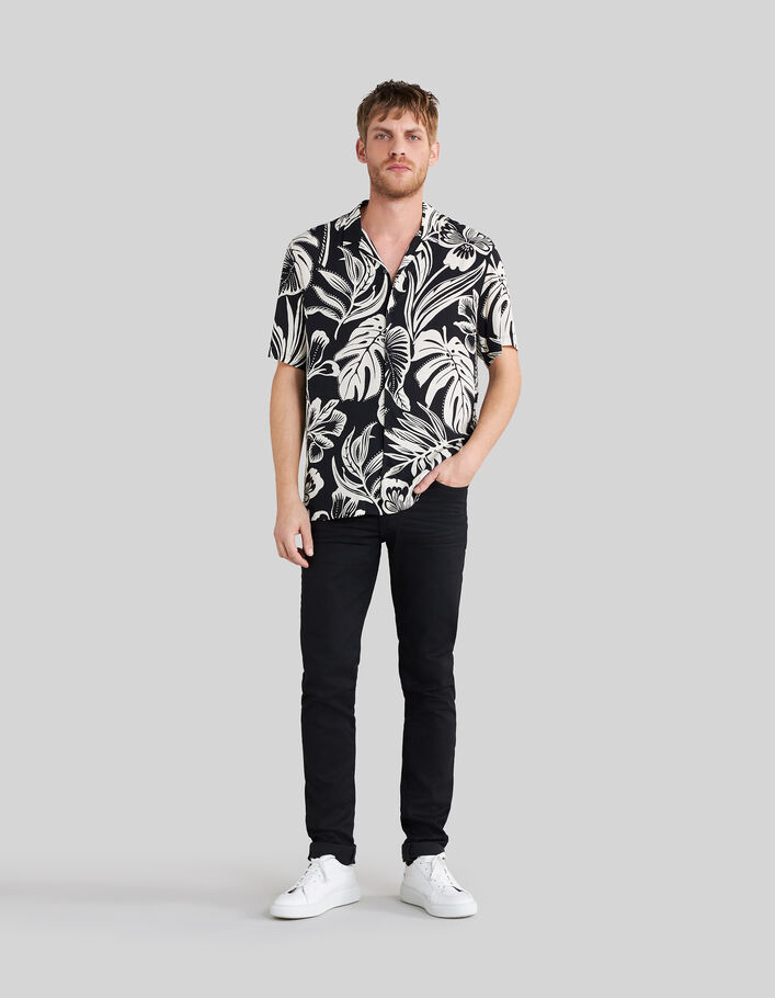 Pure Edition – Men’s black tropical flower REGULAR shirt - IKKS