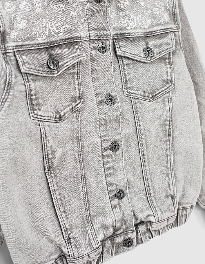Veste en jean light grey bio imprimé cachemire fille-7