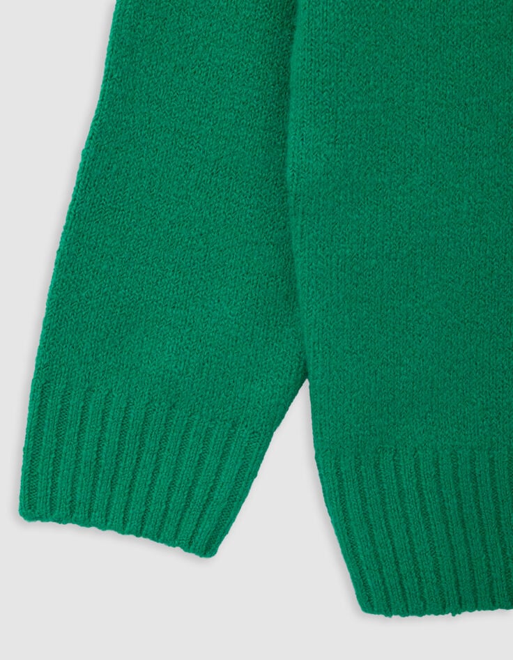 Grüner flauschiger Strickpullover für Jungen-5