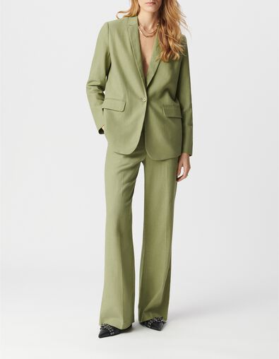 Americana verde lino y algod&oacute;n para mujer - IKKS