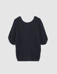 Pull marine tricot boutons dos réversible devant/dos femme-8