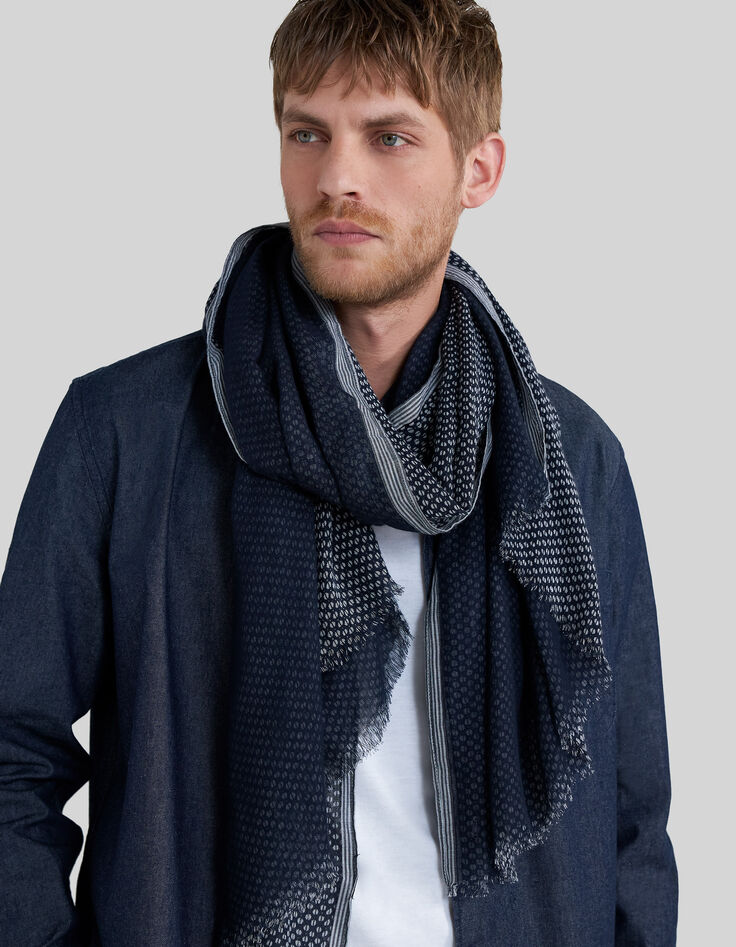 Men&rsquo;s navy double-sided scarf-3