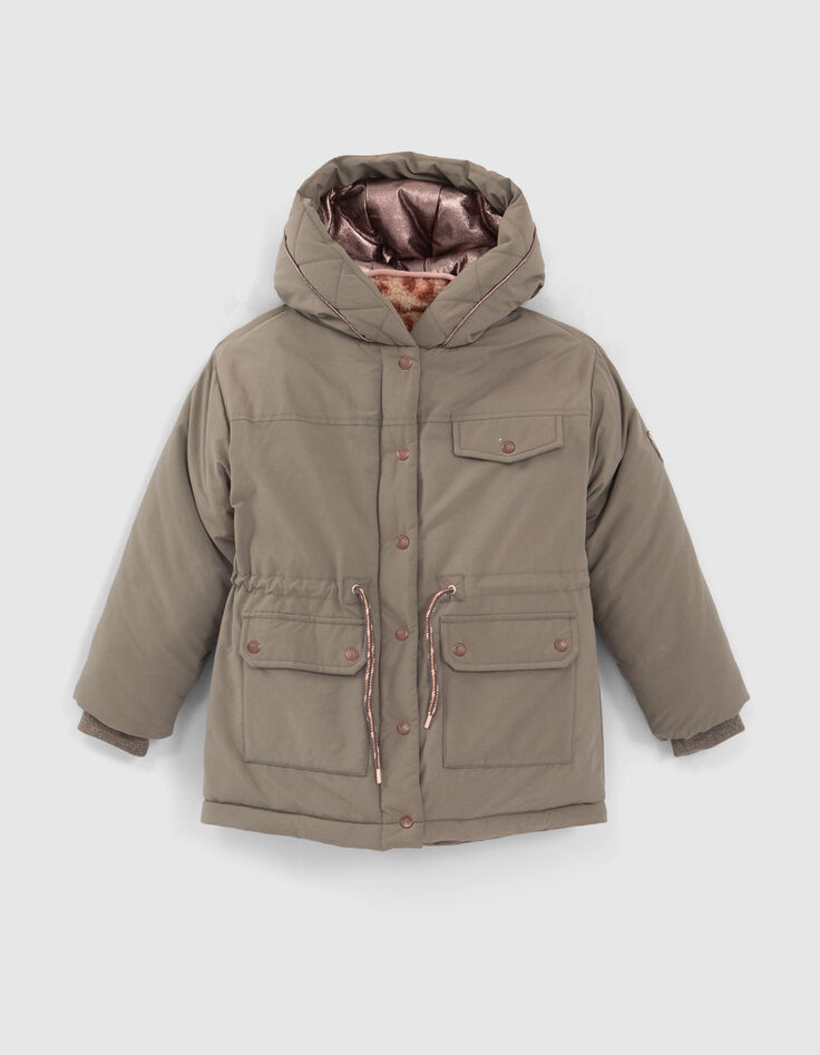 3-in-1 kaki gevoerde parka en omkeerbaar jasje meisjes-3