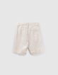 Beige gestreifte Jungenbermudas-2