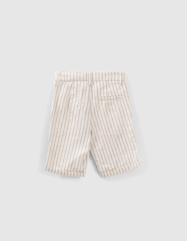 Beige gestreifte Jungenbermudas-2