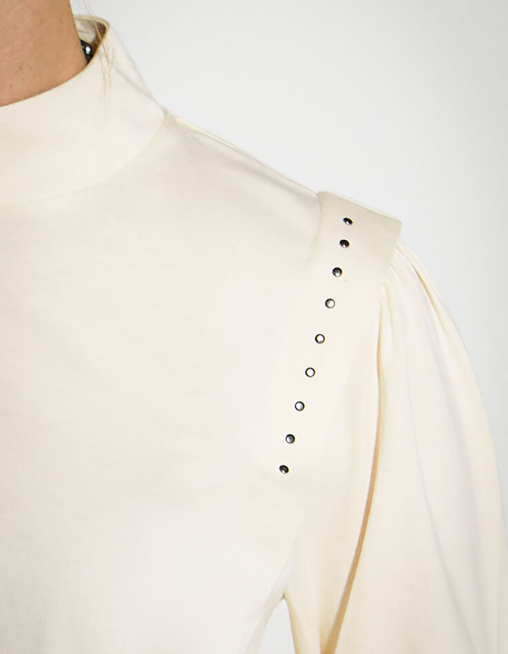 Women’s white studded long sleeve high-neck T-shirt-4