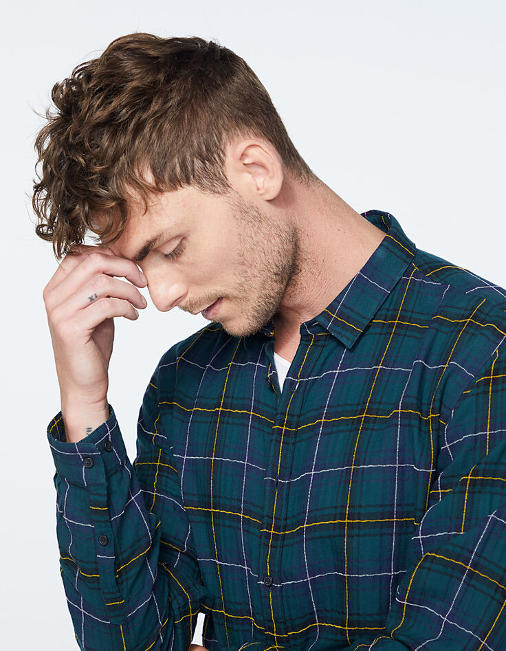 Men’s REGULAR navy check shirt-5