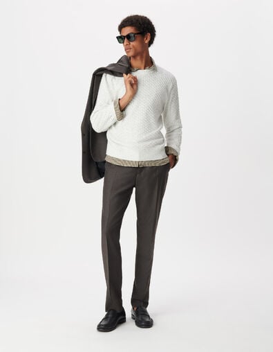 Pantalon de costume marron flanelle 100% laine Homme - IKKS