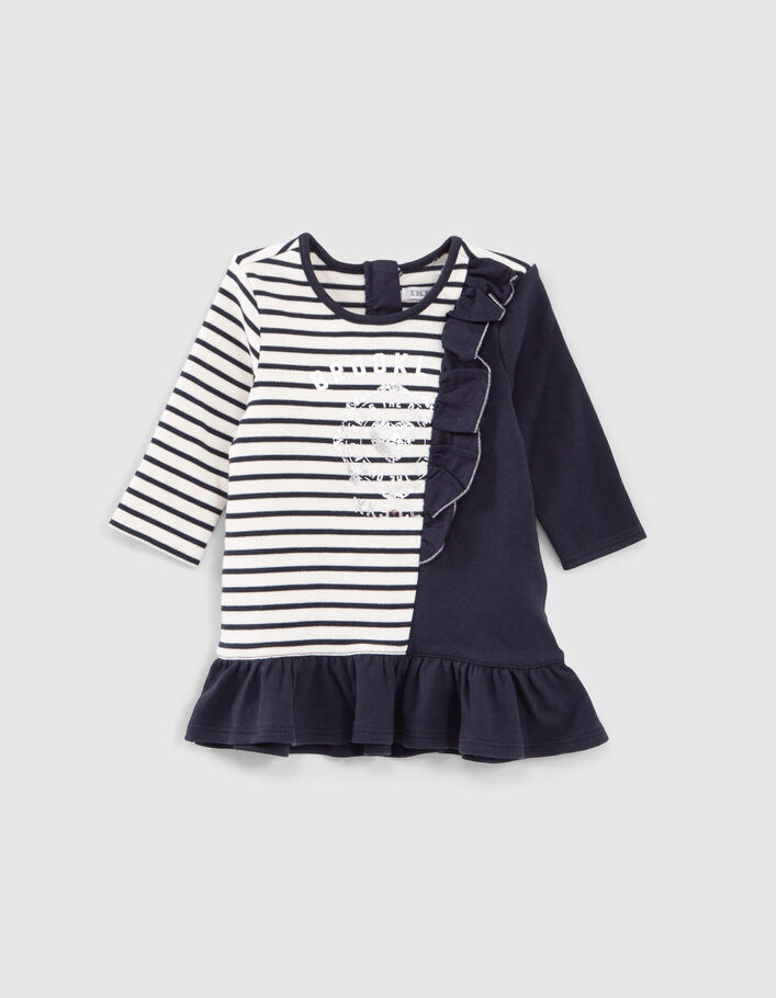 Matrozenjurk met print en volant opzij babymeisjes-1
