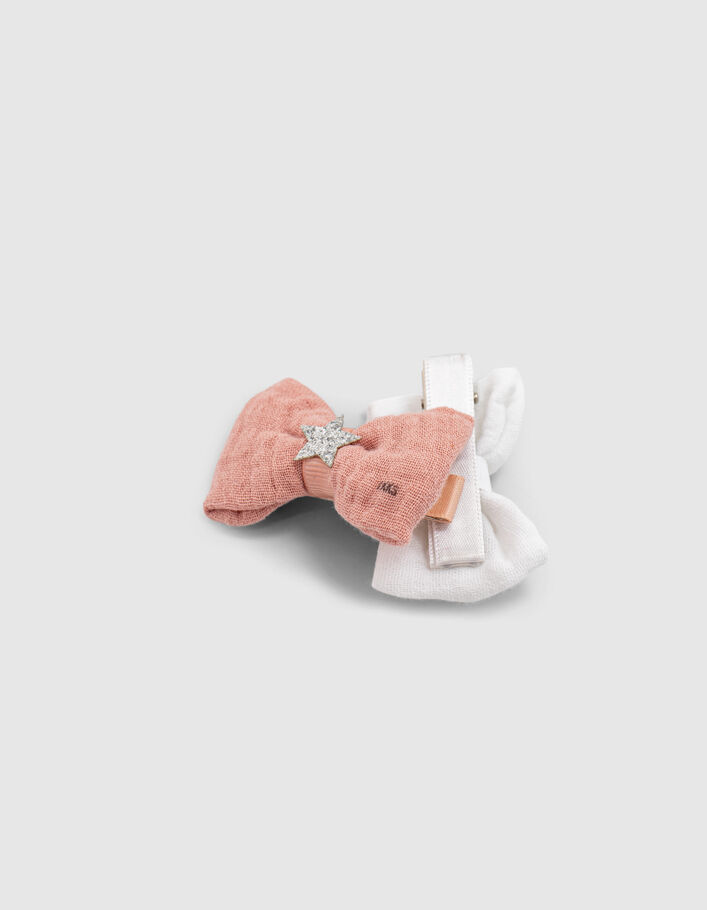 Girls’ pink and white bow snap hair clips - IKKS