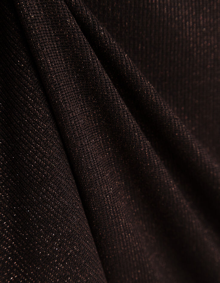 Iridescent brown ribbed knit T-shirt-7