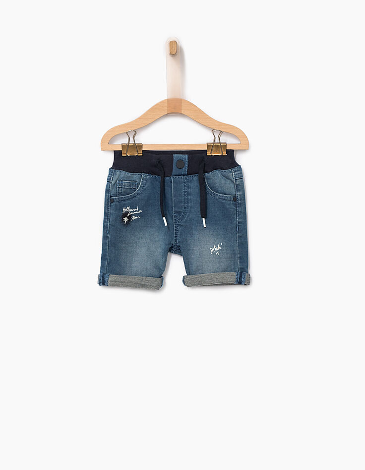 Baby boys' stone blue denim Bermuda shorts -1