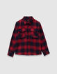 Sobrecamisa cuadros rojo azul capucha extraíble niño-7