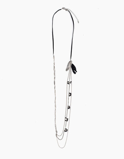 Sautoir fantaisie plumes et grappes perles femme - IKKS